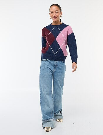 Jersey estampado de cuadros jacquard