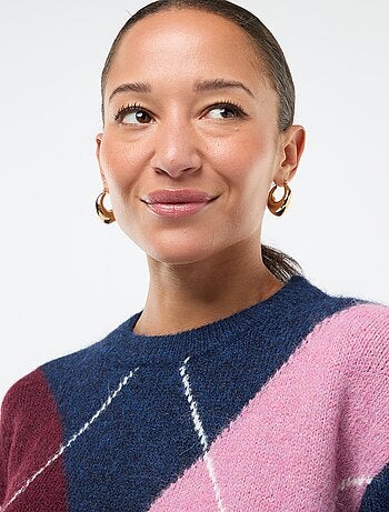 Jersey estampado de cuadros jacquard