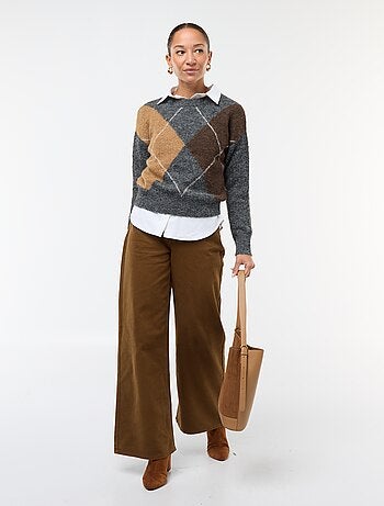 Jersey estampado de cuadros jacquard