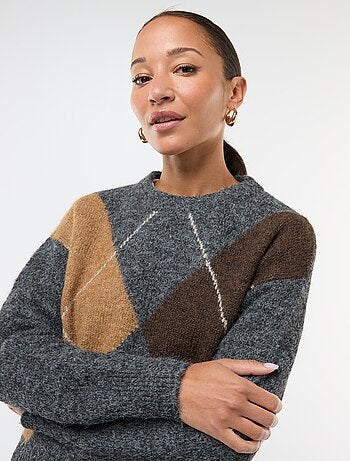 Jersey estampado de cuadros jacquard