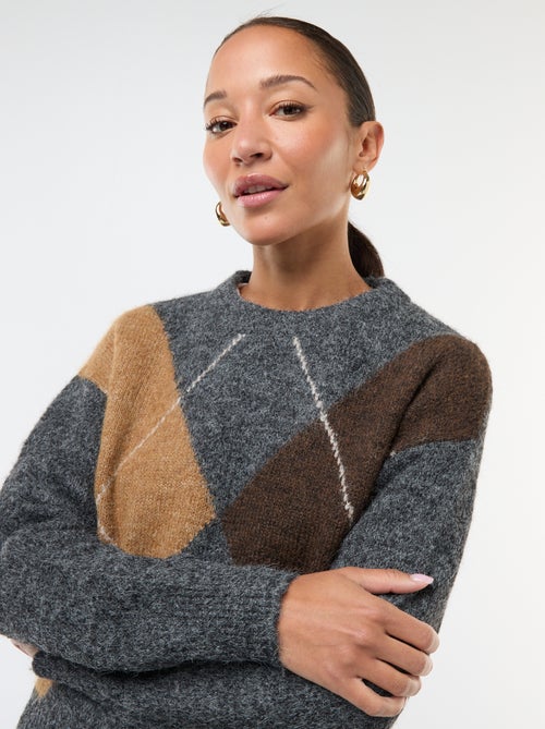 Jersey estampado de cuadros jacquard - Kiabi