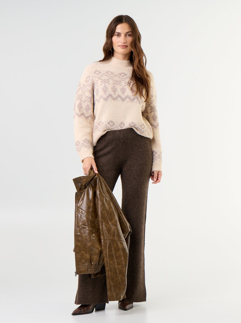 Jersey estampado de punto grueso Beige - Kiabi