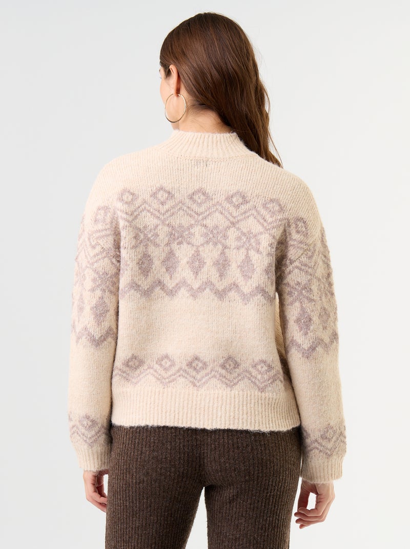 Jersey estampado de punto grueso Beige - Kiabi