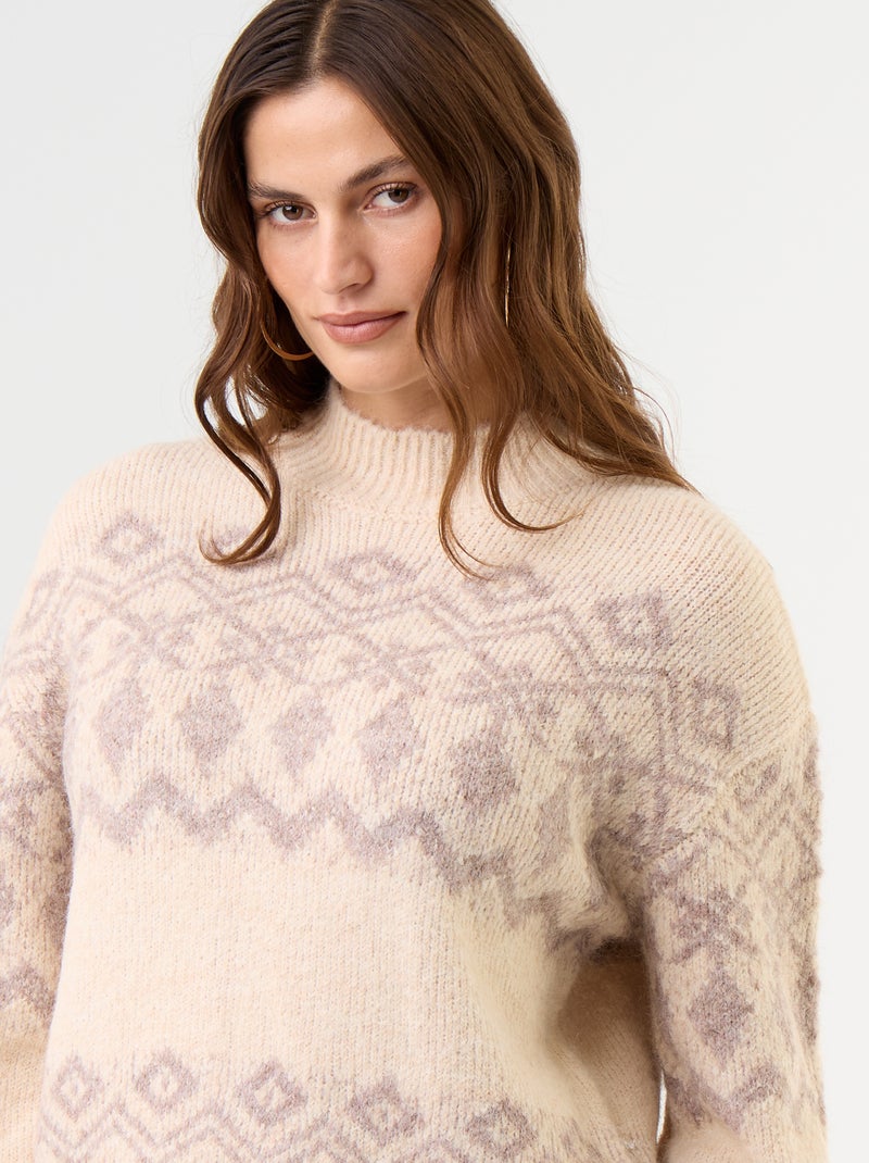 Jersey estampado de punto grueso Beige - Kiabi