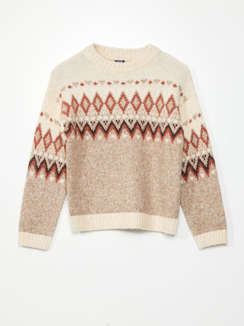 Jersey estampado de punto 'jacquard' BEIGE - Kiabi