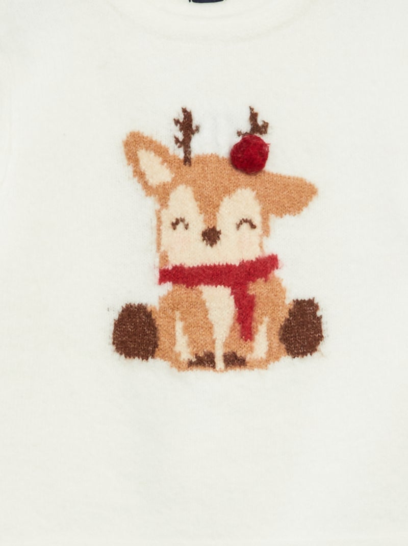 Jersey estampado navideño Blanco - Kiabi