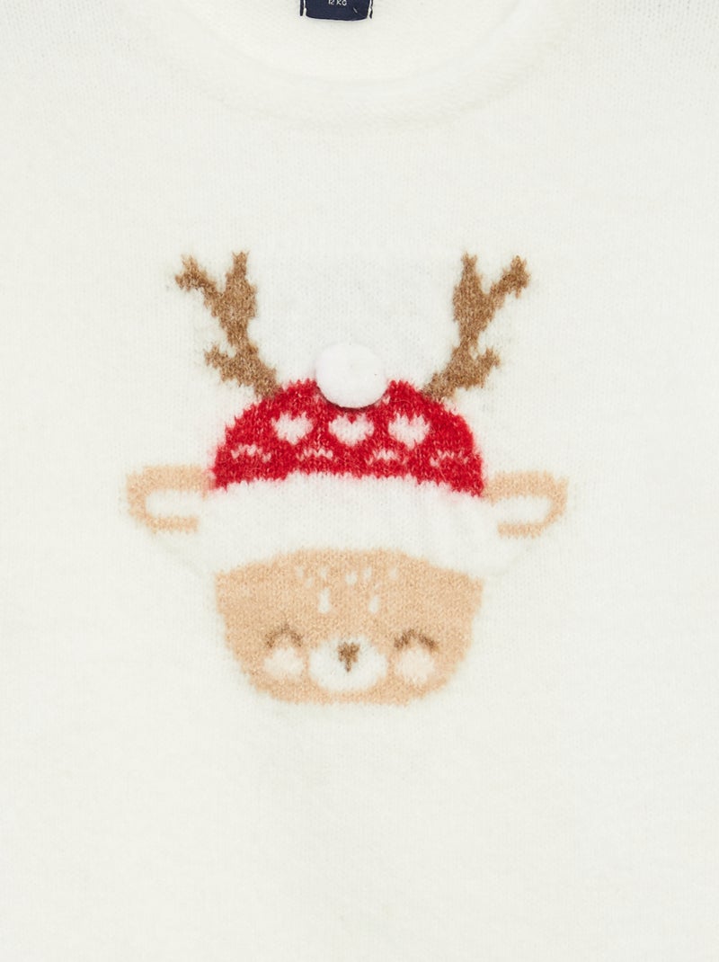 Jersey estampado navideño Blanco - Kiabi