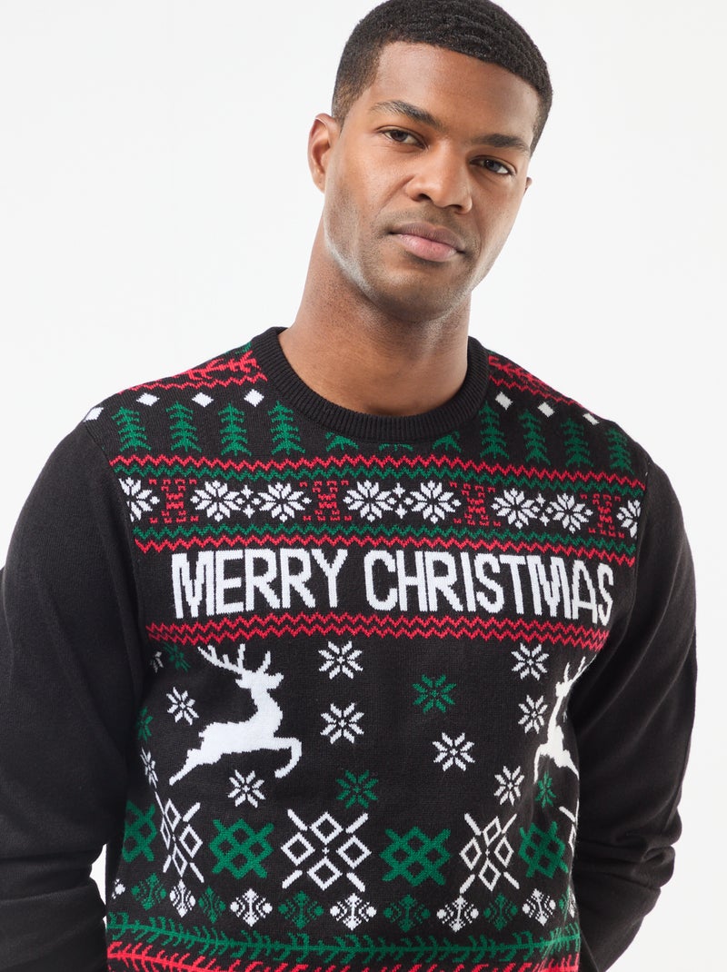 Jersey estampado navideño Negro - Kiabi