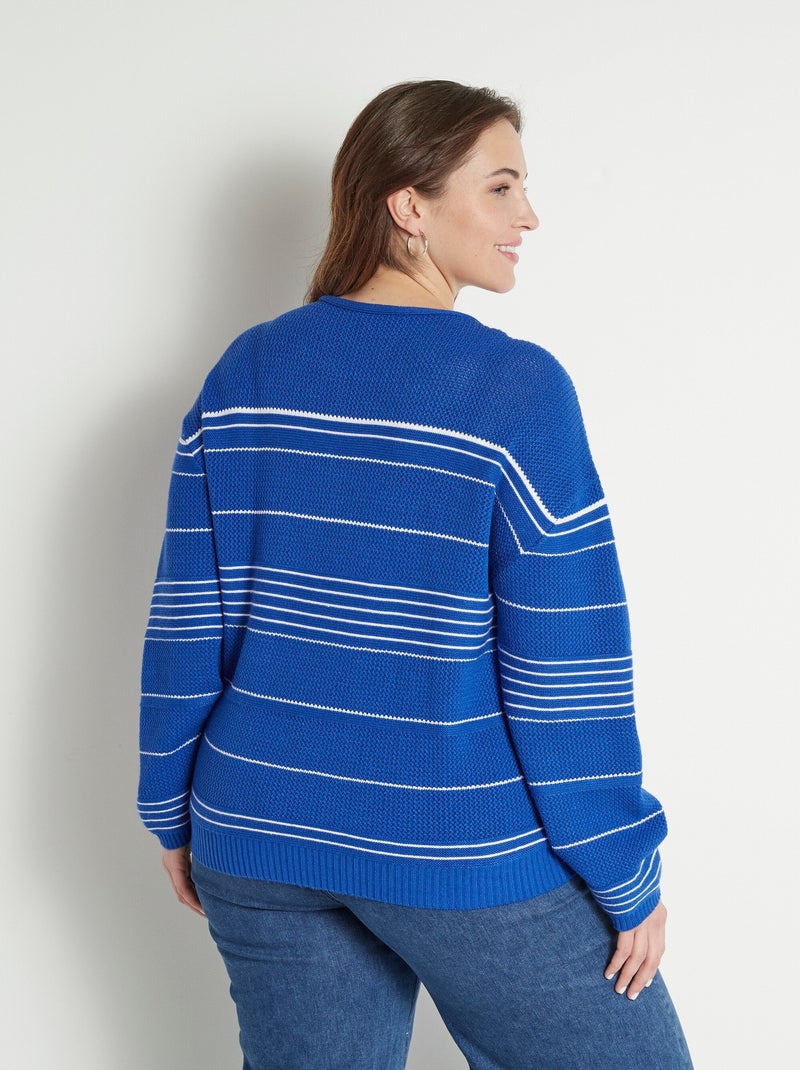 Jersey estilo marinero con cuello redondo y rayas suaves - Afibel Azul - Kiabi
