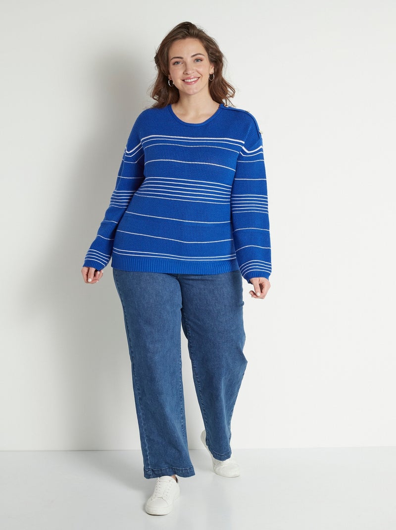 Jersey estilo marinero con cuello redondo y rayas suaves - Afibel Azul - Kiabi