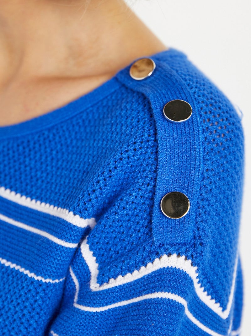 Jersey estilo marinero con cuello redondo y rayas suaves - Afibel Azul - Kiabi