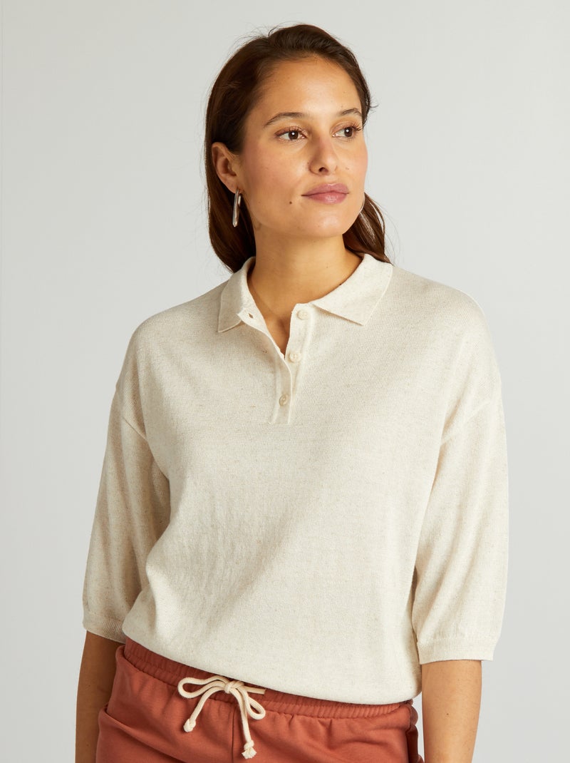 Jersey estilo polo BEIGE - Kiabi