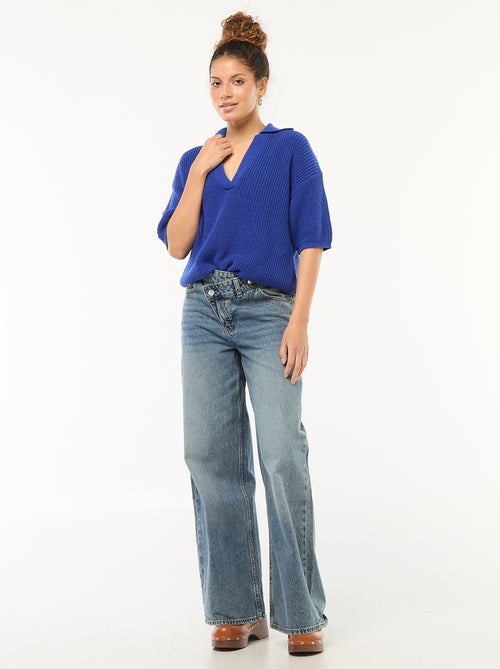 Jersey estilo polo con cuello en pico - Kiabi