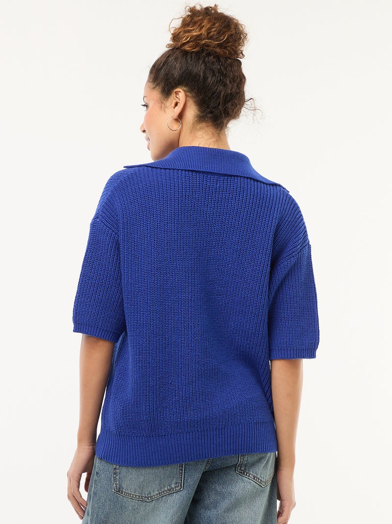 Jersey estilo polo con cuello en pico Azul - Kiabi