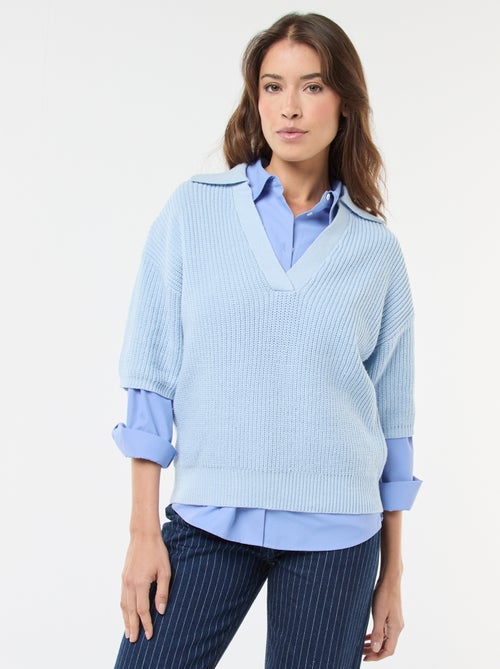 Jersey estilo polo con cuello en pico - Kiabi