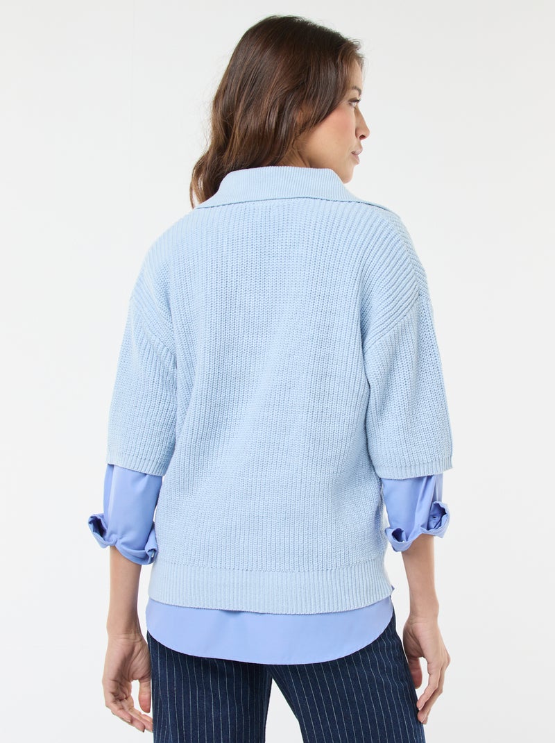 Jersey estilo polo con cuello en pico Azul - Kiabi