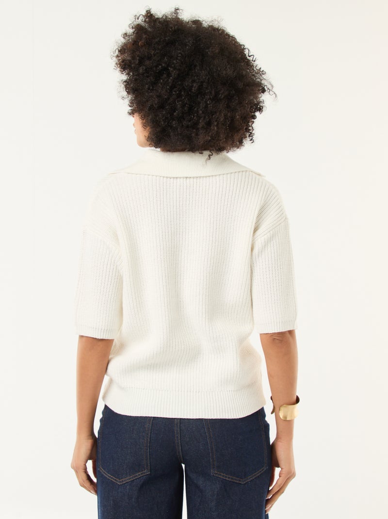 Jersey estilo polo con cuello en pico Blanco - Kiabi