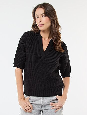 Jersey estilo polo con cuello en pico