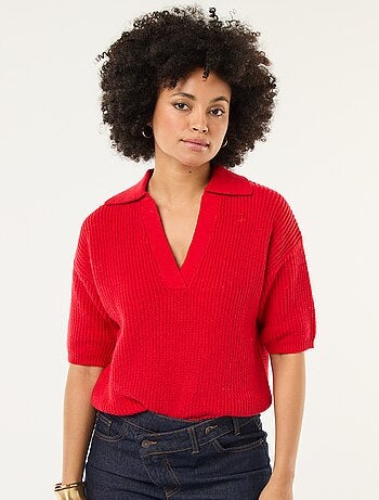 Jersey estilo polo con cuello en pico