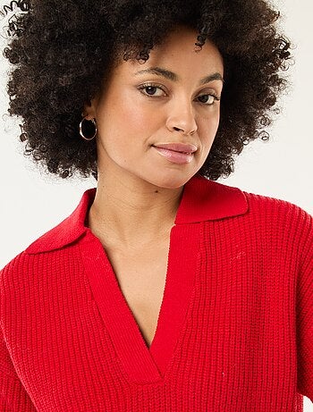 Jersey estilo polo con cuello en pico