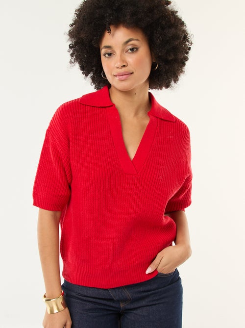 Jersey estilo polo con cuello en pico - Kiabi