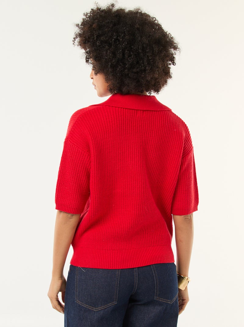 Jersey estilo polo con cuello en pico Rojo - Kiabi