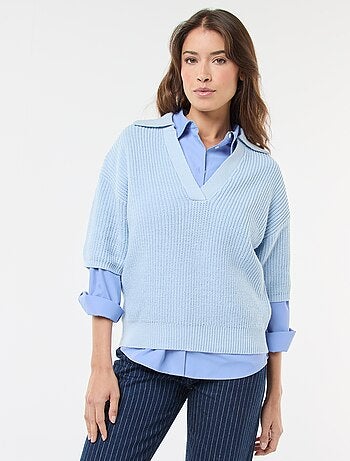 Jersey estilo polo con cuello en V