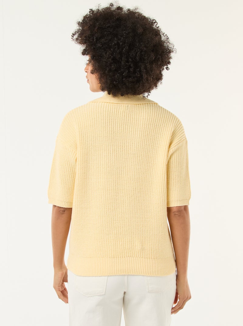 Jersey estilo polo con escote en V Amarillo - Kiabi
