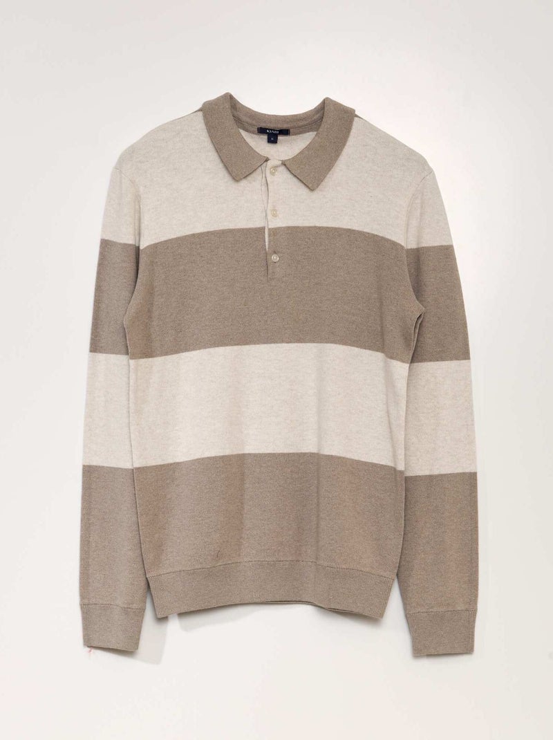 Jersey estilo polo de manga larga BEIGE - Kiabi