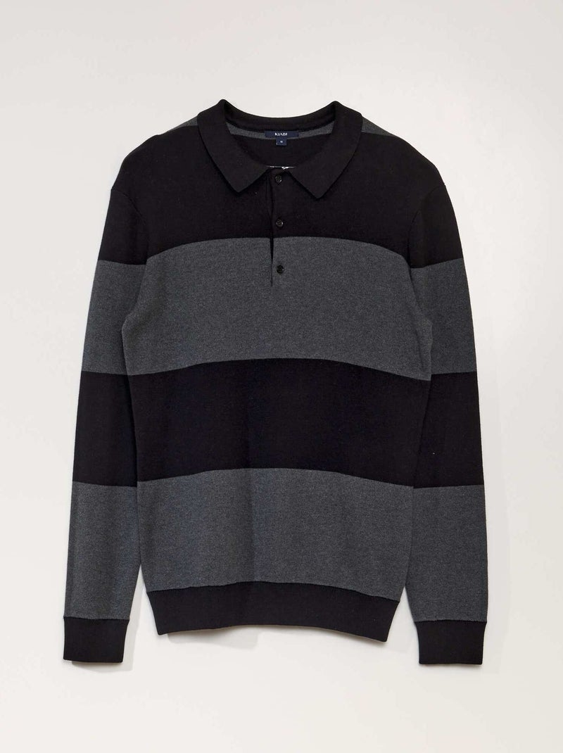 Jersey estilo polo de manga larga NEGRO - Kiabi