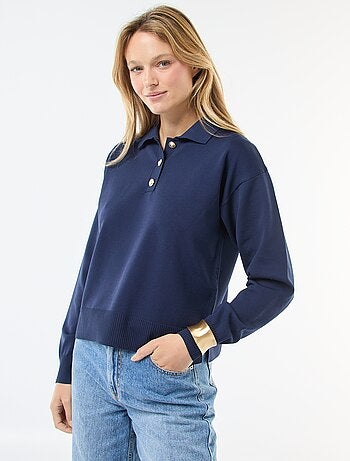 Jersey estilo polo de punto elástico