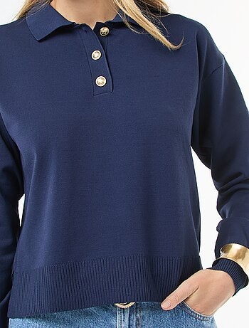 Jersey estilo polo de punto elástico