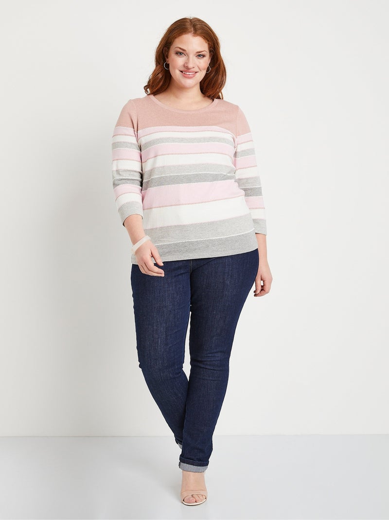 Jersey fantasía de punto jacquard - Afibel Rosa - Kiabi