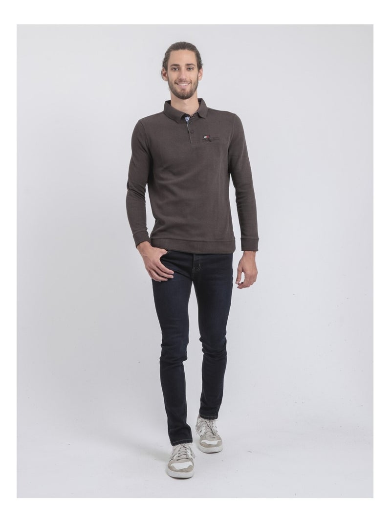 Jersey fin col polo WAMITOL Gris oscuro - Kiabi