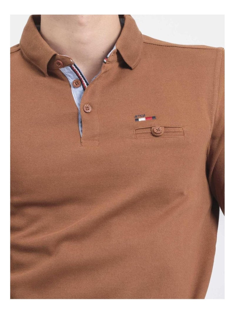 Jersey fin col polo WAMITOL Marrón caramelo - Kiabi