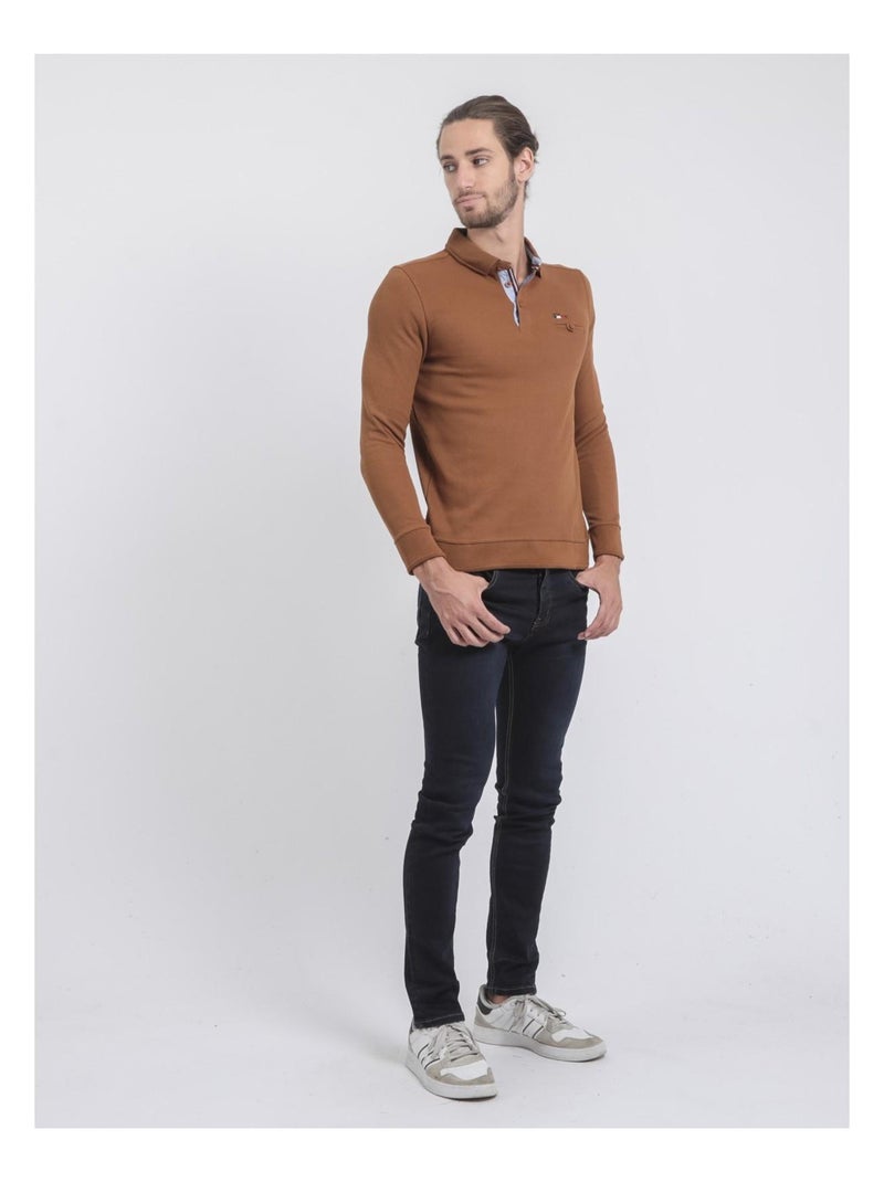 Jersey fin col polo WAMITOL Marrón caramelo - Kiabi