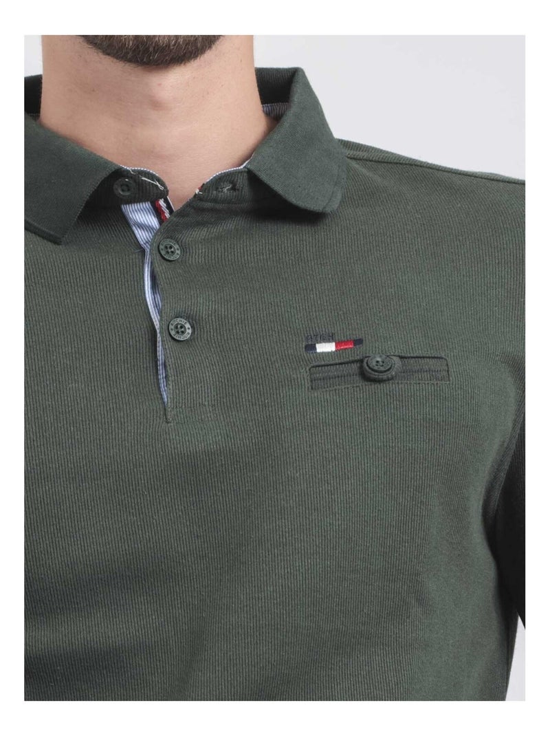 Jersey fin col polo WAMITOL Verde oscuro - Kiabi