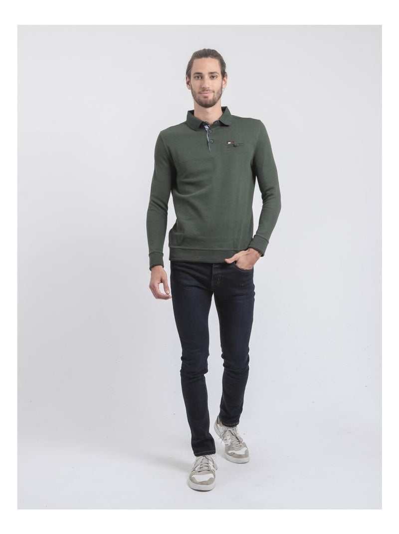 Jersey fin col polo WAMITOL Verde oscuro - Kiabi