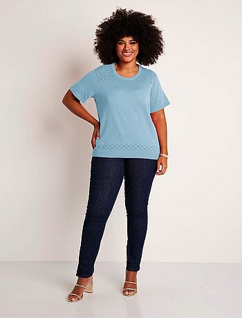 Jersey fino calado de manga corta - Afibel