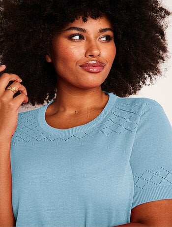 Jersey fino calado de manga corta - Afibel