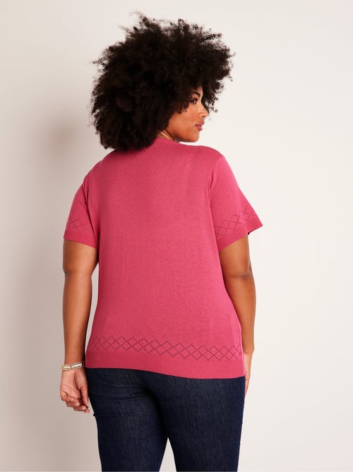 Jersey fino calado de manga corta - Afibel - Kiabi