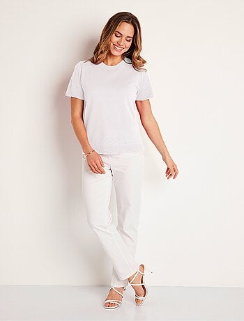 Jersey fino calado de manga corta