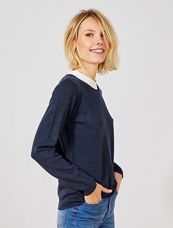 Jersey fino con cuello bebé - Kiabi