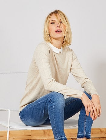 Jersey fino con cuello bebé - Kiabi