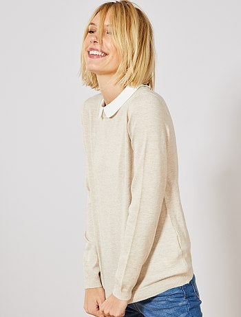 Jersey fino con cuello bebé - Kiabi