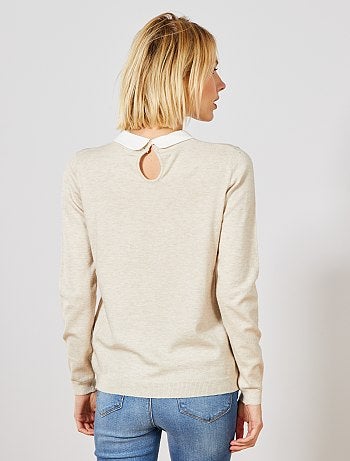 Jersey fino con cuello bebé - Kiabi