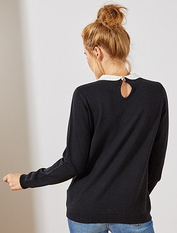 Jersey fino con cuello bebé - Kiabi