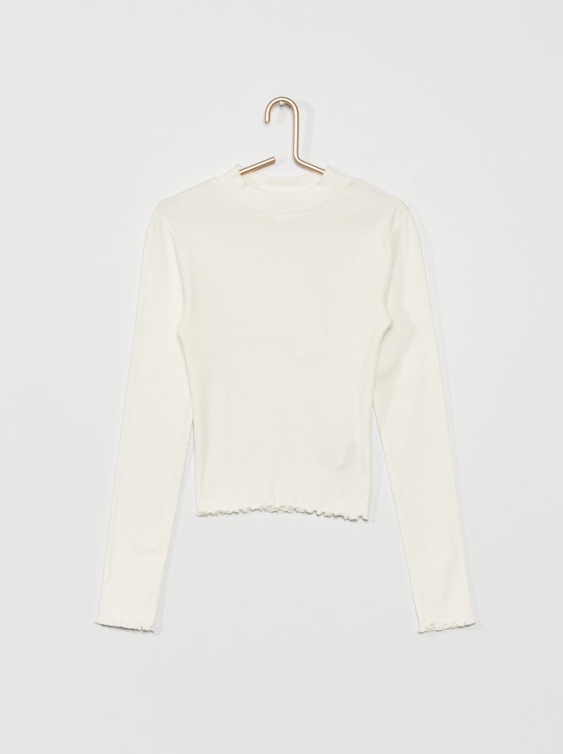 Jersey fino con cuello chimenea Blanco - Kiabi