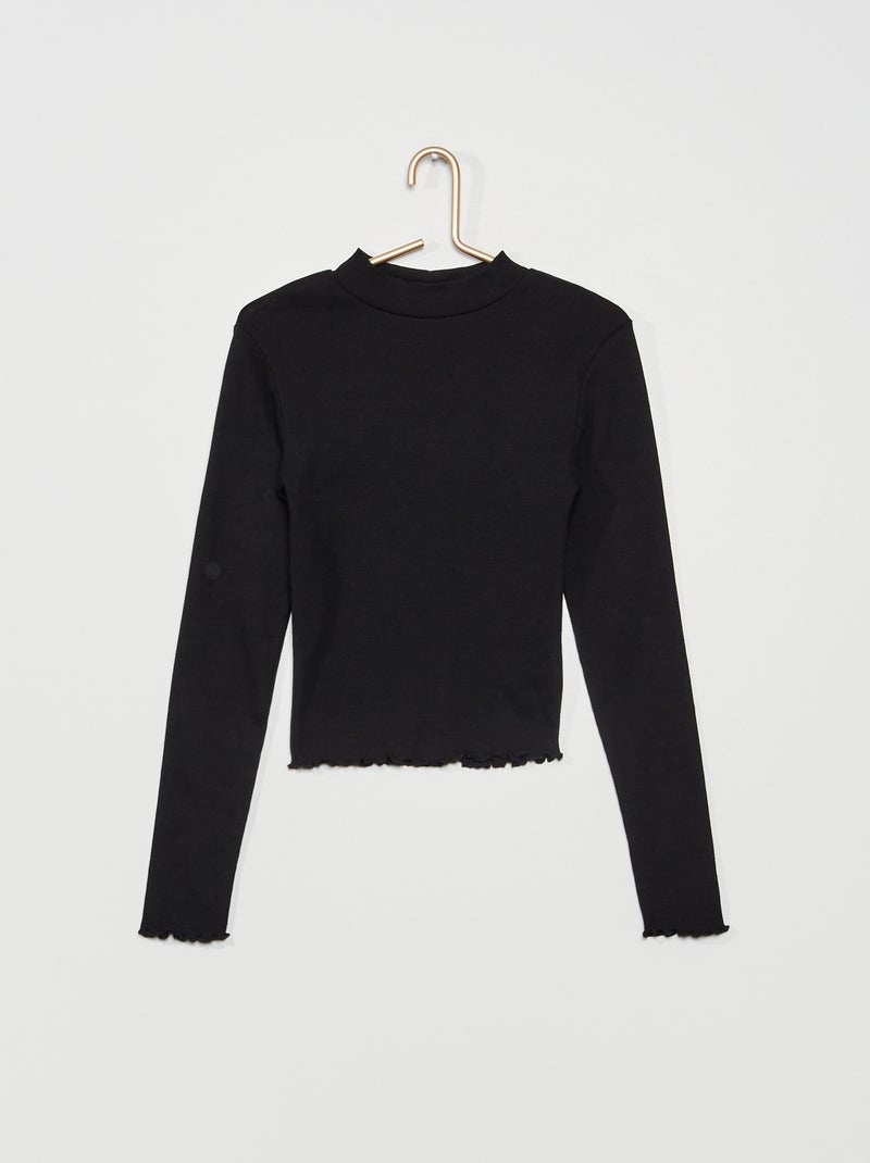 Jersey fino con cuello chimenea Negro - Kiabi