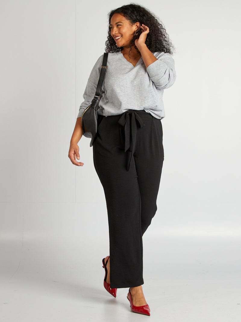 Jersey fino con cuello de pico GRIS - Kiabi